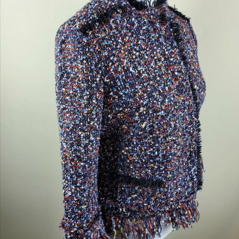 Ann Taylor Confetti Tweed Fringe Jacket Blazer XS
